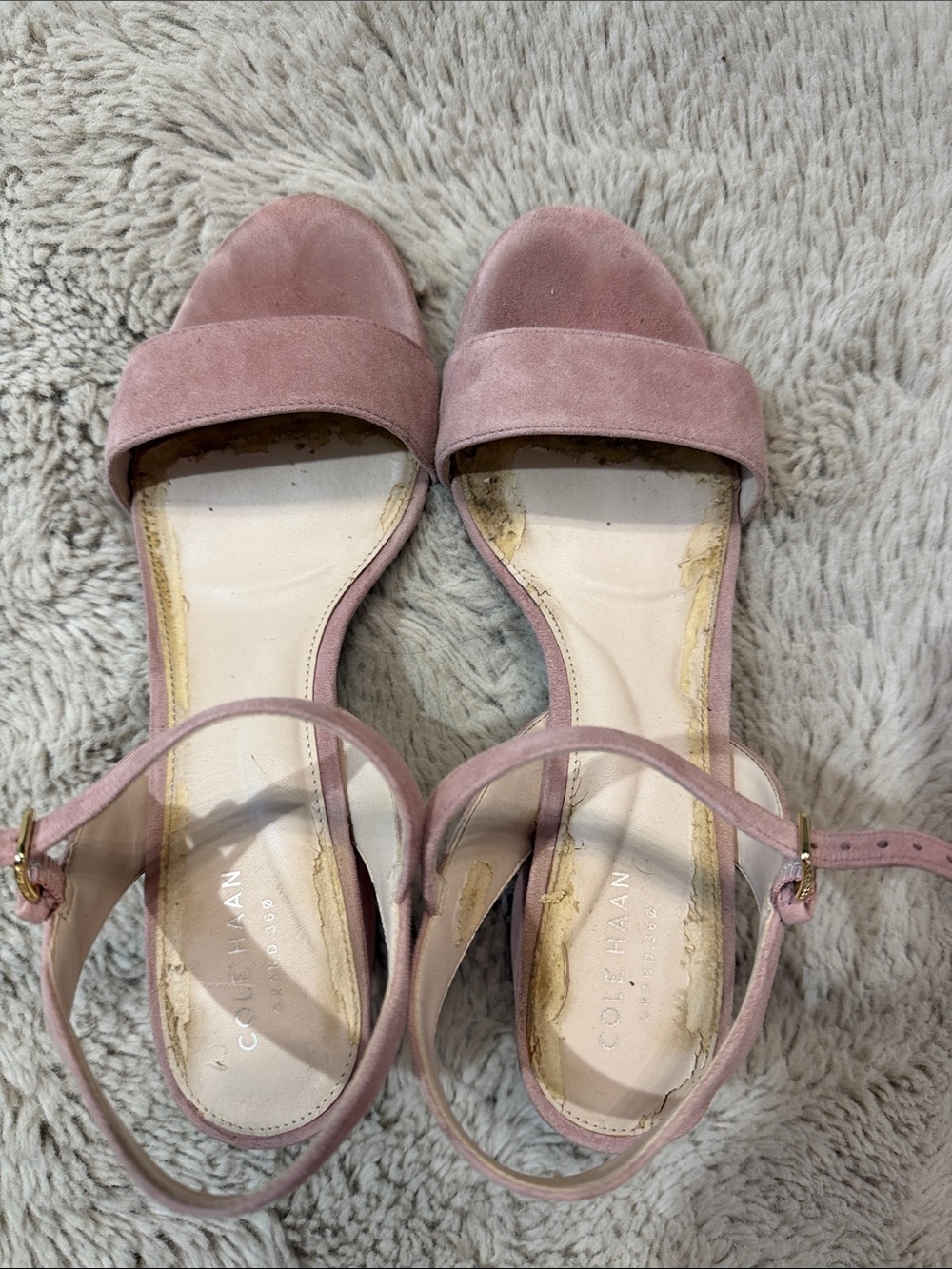 Cole Haan Blush Suede Ankle-Strap Heels